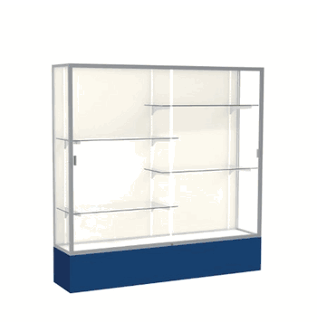 Spirit Navy Display Case (Unighted), Plaque Fabric Back w/ Satin Natural aluminum frame finish, 72"H x 72"W x 16"D - Click to enlarge