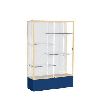 Spirit Navy Display Case (Unighted), White Laminate Back w/ Champagne aluminum frame finish, 72"H x 48"W x 16"D - Click to enlarge