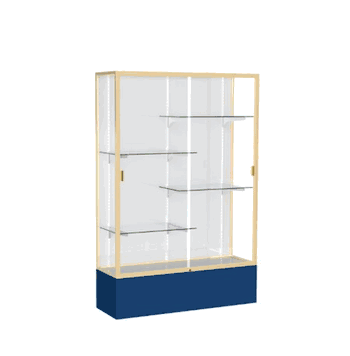 Spirit Navy Display Case (Unighted), White Laminate Back w/ Champagne aluminum frame finish, 72"H x 48"W x 16"D - Click to enlarge