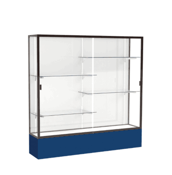 Spirit Navy Display Case (Unighted), White Laminate Back w/ Dark Bronze aluminum frame finish, 72"H x 72"W x 16"D - Click to enlarge