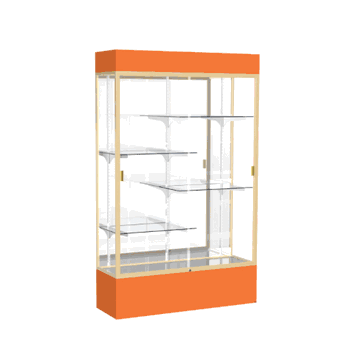 Spirit Orange Display Case (Lighted), Mirror Back w/ Champagne aluminum frame finish, 80"H x 48"W x 16"D - Click to enlarge