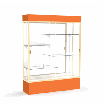 Spirit Orange Display Case (Lighted), Mirror Back w/ Champagne aluminum frame finish, 80"H x 60"W x 16"D - Click to enlarge
