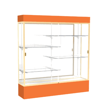 Spirit Orange Display Case (Lighted), Mirror Back w/ Champagne aluminum frame finish, 80"H x 72"W x 16"D - Click to enlarge
