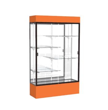 Spirit Orange Display Case (Lighted), Mirror Back w/ Dark Bronze aluminum frame finish, 80"H x 48"W x 16"D - Click to enlarge