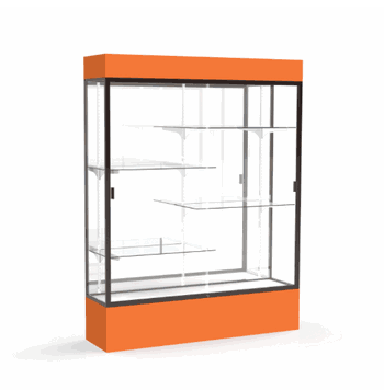 Spirit Orange Display Case (Lighted), Mirror Back w/ Dark Bronze aluminum frame finish, 80"H x 60"W x 16"D - Click to enlarge