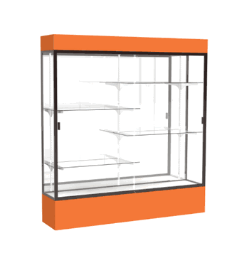 Spirit Orange Display Case (Lighted), Mirror Back w/ Dark Bronze aluminum frame finish, 80"H x 72"W x 16"D - Click to enlarge