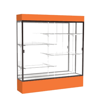 Spirit Orange Display Case (Lighted), Mirror Back w/ Dark Bronze aluminum frame finish, 80"H x 72"W x 16"D - Click to enlarge