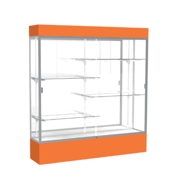 Spirit Orange Display Case (Lighted), Mirror Back w/ Satin Natural aluminum frame finish, 80"H x 72"W x 16"D - Click to enlarge