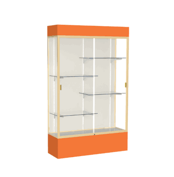 Spirit Orange Display Case (Lighted), Plaque Fabric Back w/ Champagne aluminum frame finish, 80"H x 48"W x 16"D - Click to enlarge