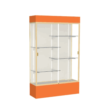 Spirit Orange Display Case (Lighted), Plaque Fabric Back w/ Champagne aluminum frame finish, 80"H x 48"W x 16"D - Click to enlarge