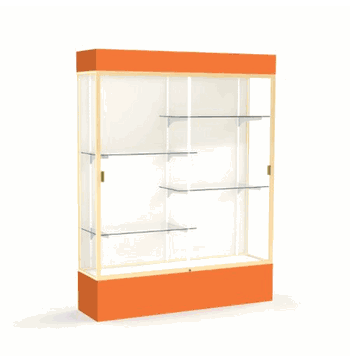 Spirit Orange Display Case (Lighted), Plaque Fabric Back w/ Champagne aluminum frame finish, 80"H x 60"W x 16"D - Click to enlarge