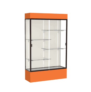 Spirit Orange Display Case (Lighted), Plaque Fabric Back w/ Dark Bronze aluminum frame finish, 80"H x 48"W x 16"D - Click to enlarge