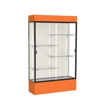 Spirit Orange Display Case (Lighted), Plaque Fabric Back w/ Dark Bronze aluminum frame finish, 80"H x 48"W x 16"D - Click to enlarge