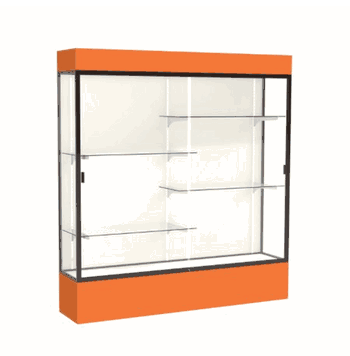 Spirit Orange Display Case (Lighted), Plaque Fabric Back w/ Dark Bronze aluminum frame finish, 80"H x 72"W x 16"D - Click to enlarge