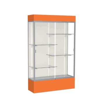 Spirit Orange Display Case (Lighted), Plaque Fabric Back w/ Satin Natural aluminum frame finish, 80"H x 48"W x 16"D - Click to enlarge