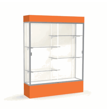 Spirit Orange Display Case (Lighted), Plaque Fabric Back w/ Satin Natural aluminum frame finish, 80"H x 60"W x 16"D - Click to enlarge