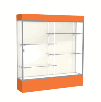 Spirit Orange Display Case (Lighted), Plaque Fabric Back w/ Satin Natural aluminum frame finish, 80"H x 72"W x 16"D - Click to enlarge