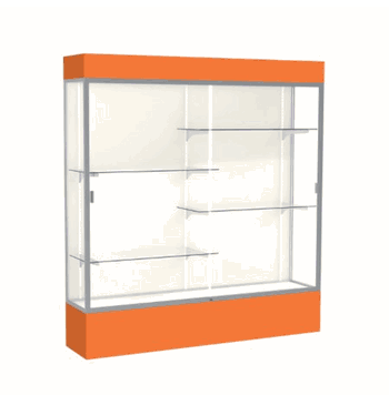 Spirit Orange Display Case (Lighted), Plaque Fabric Back w/ Satin Natural aluminum frame finish, 80"H x 72"W x 16"D - Click to enlarge