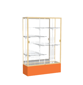 Spirit Orange Display Case (Unighted), Mirror Back w/ Champagne aluminum frame finish, 72"H x 48"W x 16"D - Click to enlarge