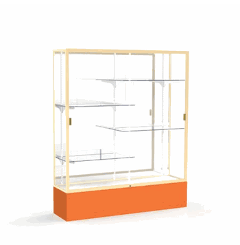 Spirit Orange Display Case (Unighted), Mirror Back w/ Champagne aluminum frame finish, 72"H x 60"W x 16"D - Click to enlarge