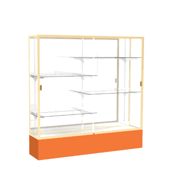 Spirit Orange Display Case (Unighted), Mirror Back w/ Champagne aluminum frame finish, 72"H x 72"W x 16"D - Click to enlarge