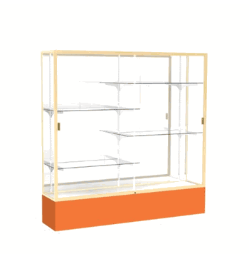 Spirit Orange Display Case (Unighted), Mirror Back w/ Champagne aluminum frame finish, 72"H x 72"W x 16"D - Click to enlarge