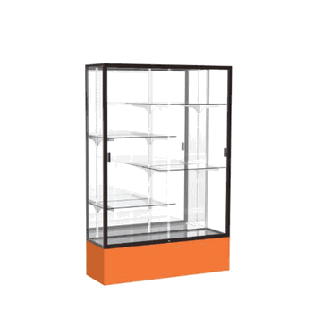 Spirit Orange Display Case (Unighted), Mirror Back w/ Dark Bronze aluminum frame finish, 72"H x 48"W x 16"D - Click to enlarge