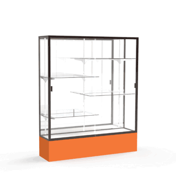 Spirit Orange Display Case (Unighted), Mirror Back w/ Dark Bronze aluminum frame finish, 72"H x 60"W x 16"D - Click to enlarge