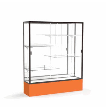 Spirit Orange Display Case (Unighted), Mirror Back w/ Dark Bronze aluminum frame finish, 72"H x 60"W x 16"D - Click to enlarge