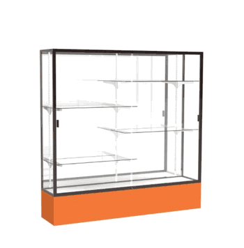 Spirit Orange Display Case (Unighted), Mirror Back w/ Dark Bronze aluminum frame finish, 72"H x 72"W x 16"D - Click to enlarge