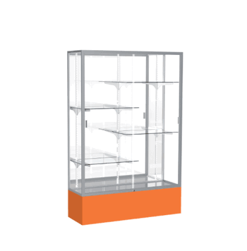 Spirit Orange Display Case (Unighted), Mirror Back w/ Satin Natural aluminum frame finish, 72"H x 48"W x 16"D - Click to enlarge