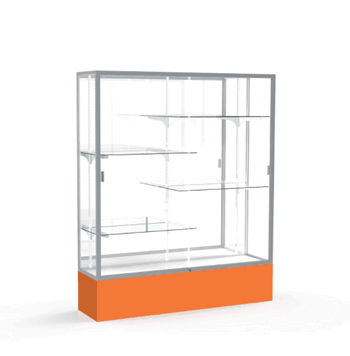 Spirit Orange Display Case (Unighted), Mirror Back w/ Satin Natural aluminum frame finish, 72"H x 60"W x 16"D - Click to enlarge