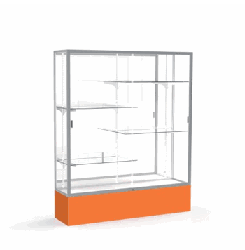 Spirit Orange Display Case (Unighted), Mirror Back w/ Satin Natural aluminum frame finish, 72"H x 60"W x 16"D - Click to enlarge