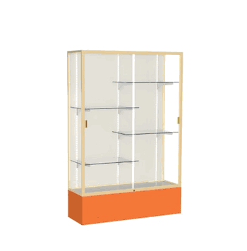Spirit Orange Display Case (Unighted), Plaque Fabric Back w/ Champagne aluminum frame finish, 72"H x 48"W x 16"D - Click to enlarge