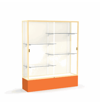 Spirit Orange Display Case (Unighted), Plaque Fabric Back w/ Champagne aluminum frame finish, 72"H x 60"W x 16"D - Click to enlarge