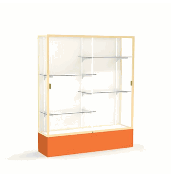 Spirit Orange Display Case (Unighted), Plaque Fabric Back w/ Champagne aluminum frame finish, 72"H x 60"W x 16"D - Click to enlarge