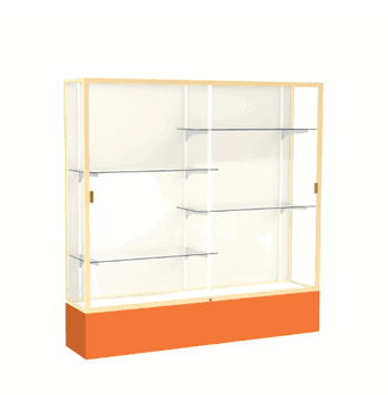 Spirit Orange Display Case (Unighted), Plaque Fabric Back w/ Champagne aluminum frame finish, 72"H x 72"W x 16"D - Click to enlarge