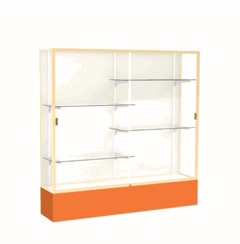 Spirit Orange Display Case (Unighted), Plaque Fabric Back w/ Champagne aluminum frame finish, 72"H x 72"W x 16"D - Click to enlarge