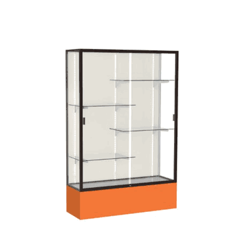 Spirit Orange Display Case (Unighted), Plaque Fabric Back w/ Dark Bronze aluminum frame finish, 72"H x 48"W x 16"D - Click to enlarge