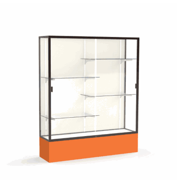 Spirit Orange Display Case (Unighted), Plaque Fabric Back w/ Dark Bronze aluminum frame finish, 72"H x 60"W x 16"D - Click to enlarge