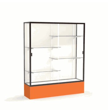 Spirit Orange Display Case (Unighted), Plaque Fabric Back w/ Dark Bronze aluminum frame finish, 72"H x 60"W x 16"D - Click to enlarge
