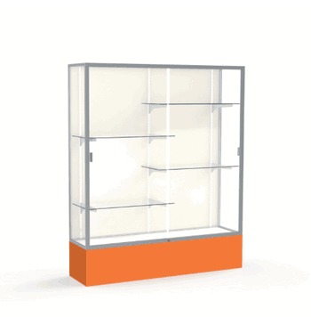 Spirit Orange Display Case (Unighted), Plaque Fabric Back w/ Satin Natural aluminum frame finish, 72"H x 60"W x 16"D - Click to enlarge