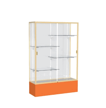 Spirit Orange Display Case (Unighted), White Laminate Back w/ Champagne aluminum frame finish, 72"H x 48"W x 16"D - Click to enlarge