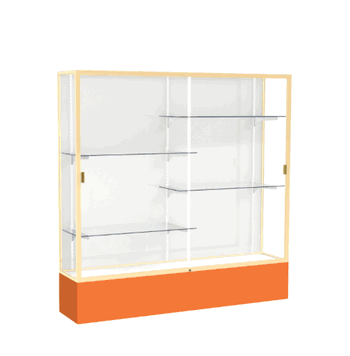 Spirit Orange Display Case (Unighted), White Laminate Back w/ Champagne aluminum frame finish, 72"H x 72"W x 16"D - Click to enlarge