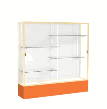 Spirit Orange Display Case (Unighted), White Laminate Back w/ Champagne aluminum frame finish, 72"H x 72"W x 16"D - Click to enlarge