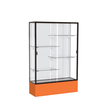 Spirit Orange Display Case (Unighted), White Laminate Back w/ Dark Bronze aluminum frame finish, 72"H x 48"W x 16"D - Click to enlarge