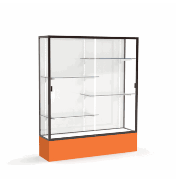 Spirit Orange Display Case (Unighted), White Laminate Back w/ Dark Bronze aluminum frame finish, 72"H x 60"W x 16"D - Click to enlarge