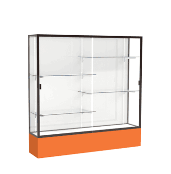 Spirit Orange Display Case (Unighted), White Laminate Back w/ Dark Bronze aluminum frame finish, 72"H x 72"W x 16"D - Click to enlarge