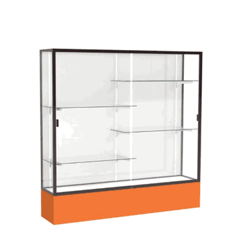Spirit Orange Display Case (Unighted), White Laminate Back w/ Dark Bronze aluminum frame finish, 72"H x 72"W x 16"D - Click to enlarge
