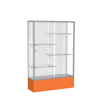 Spirit Orange Display Case (Unighted), White Laminate Back w/ Satin Natural aluminum frame finish, 72"H x 48"W x 16"D - Click to enlarge